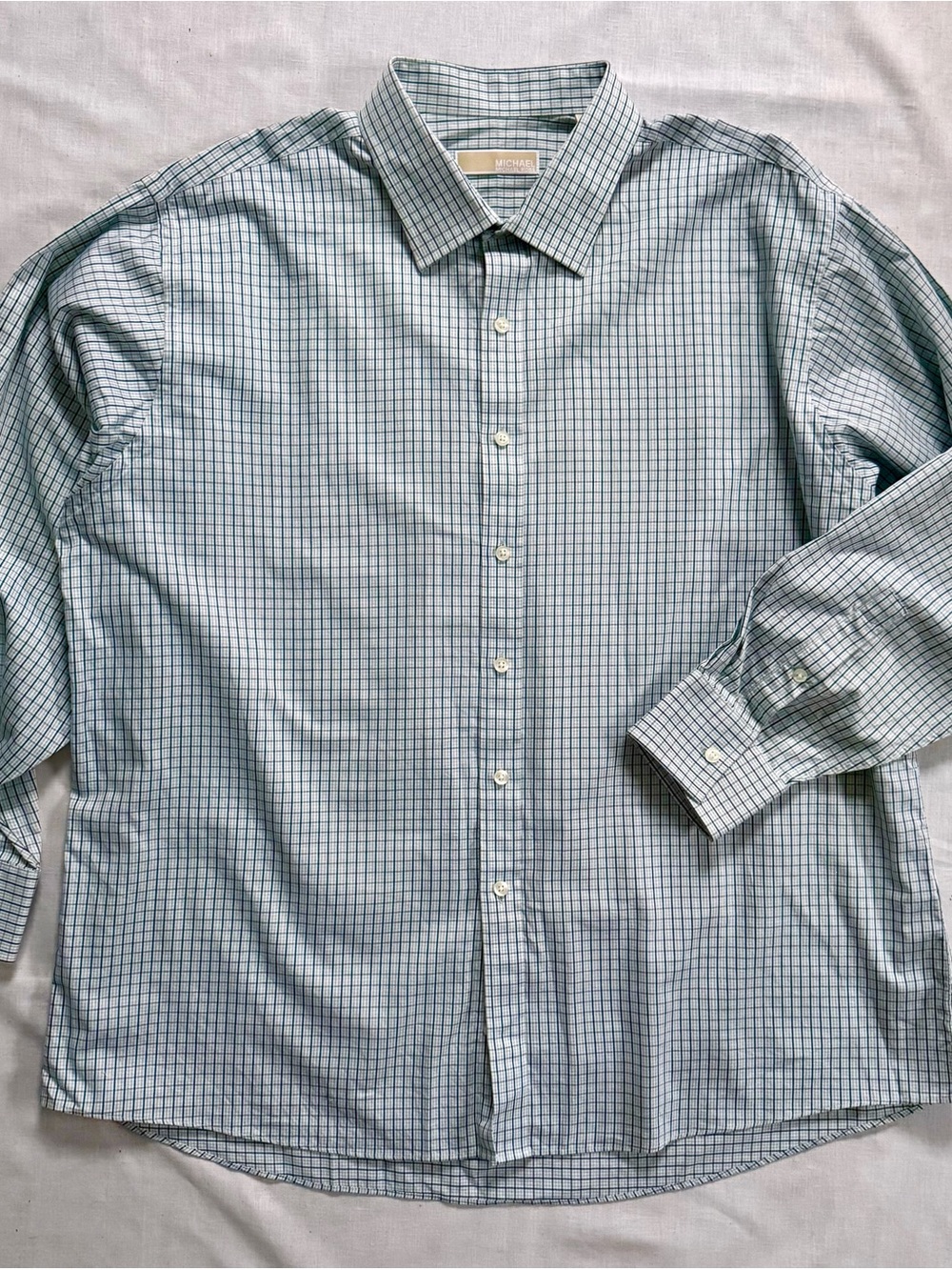 Michael Kors Green Plaid Button-Up Shirt - 18.5-34/35